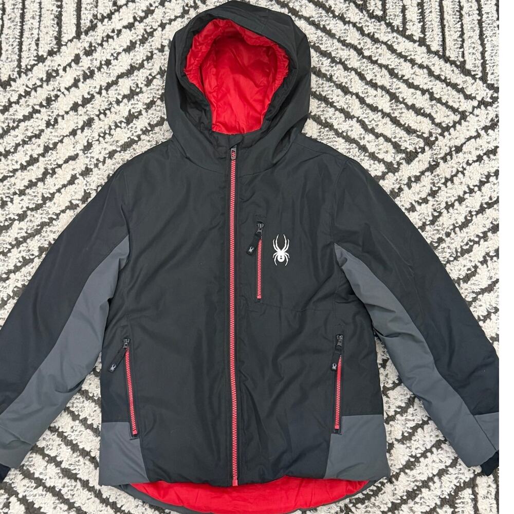 Spyder Boys Insulated Ski Snow Jacket Black Red Small 8